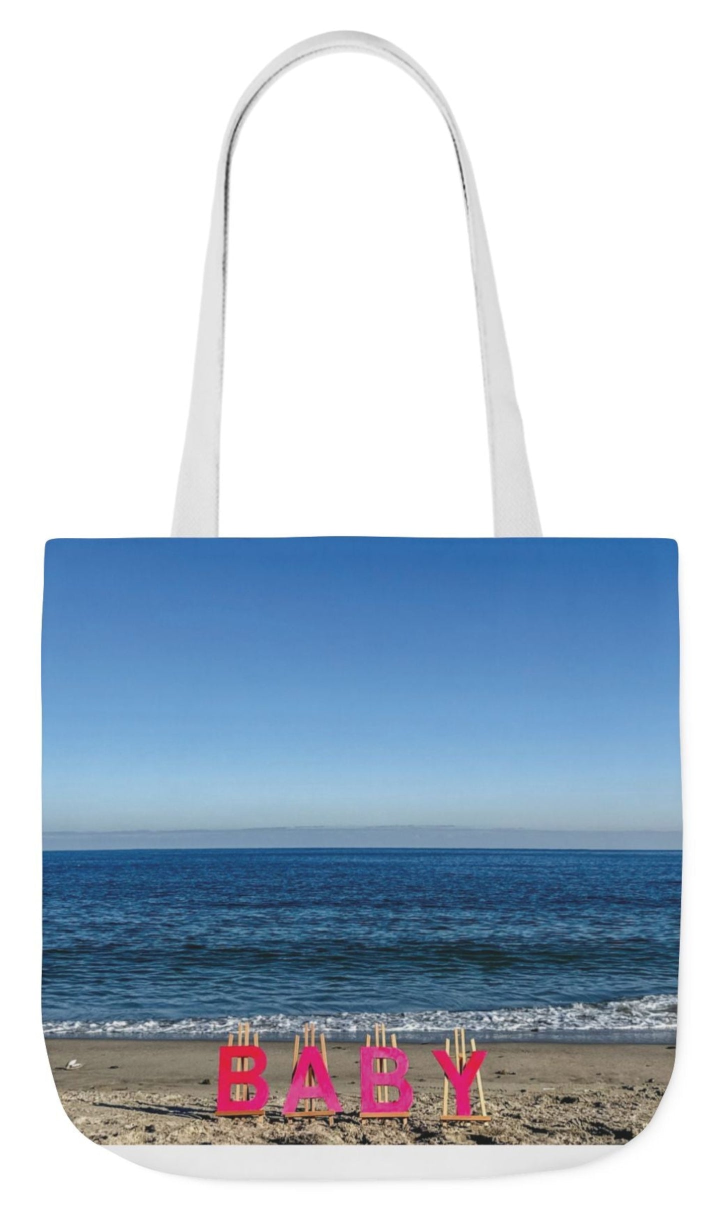 baby girl tote bag white handles 18" x 18" baby gift double sided print