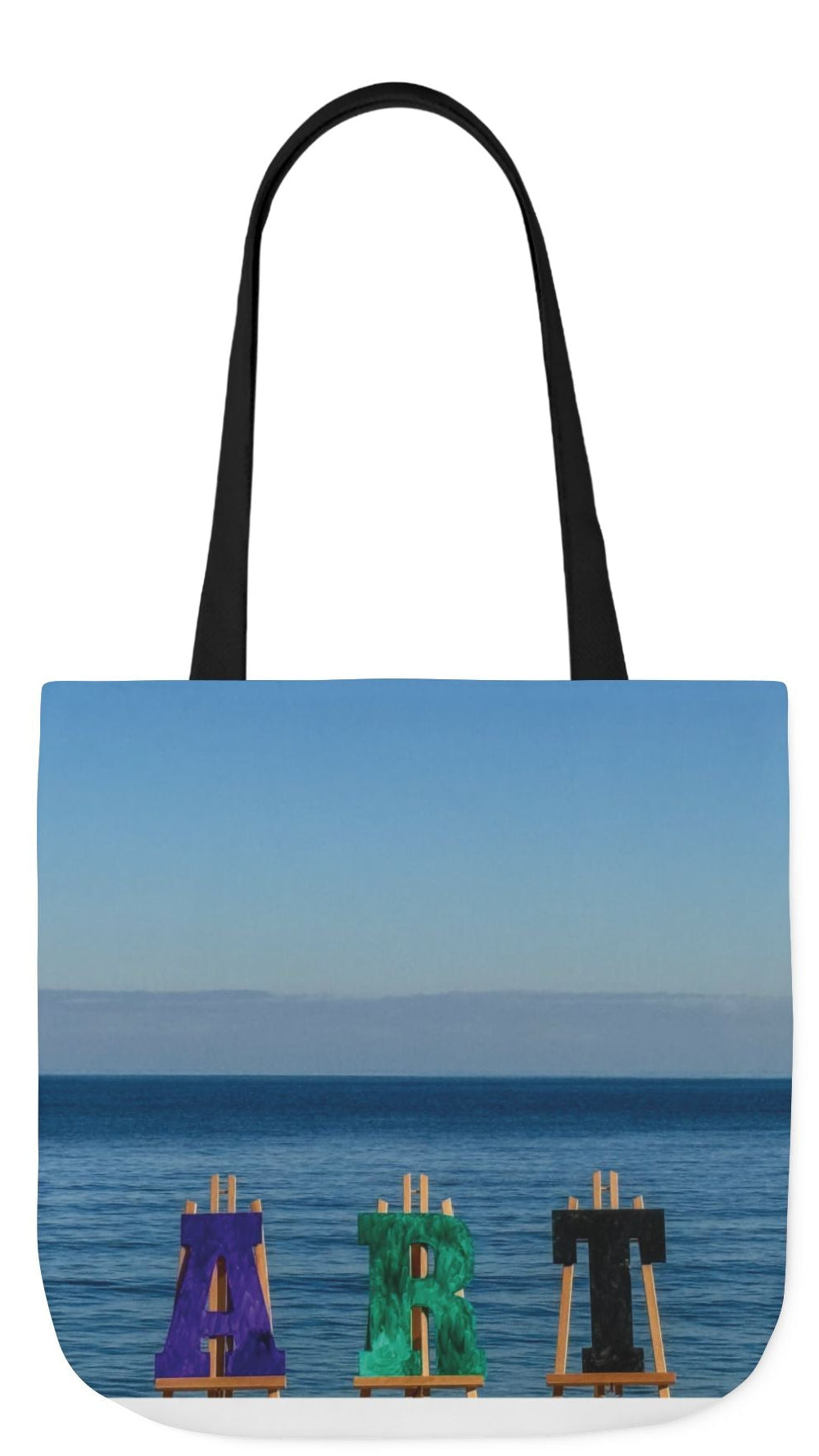 Art Tote Bag 18" x 18" same print on each side, 5-Color Handle options. "Seashore Art"
