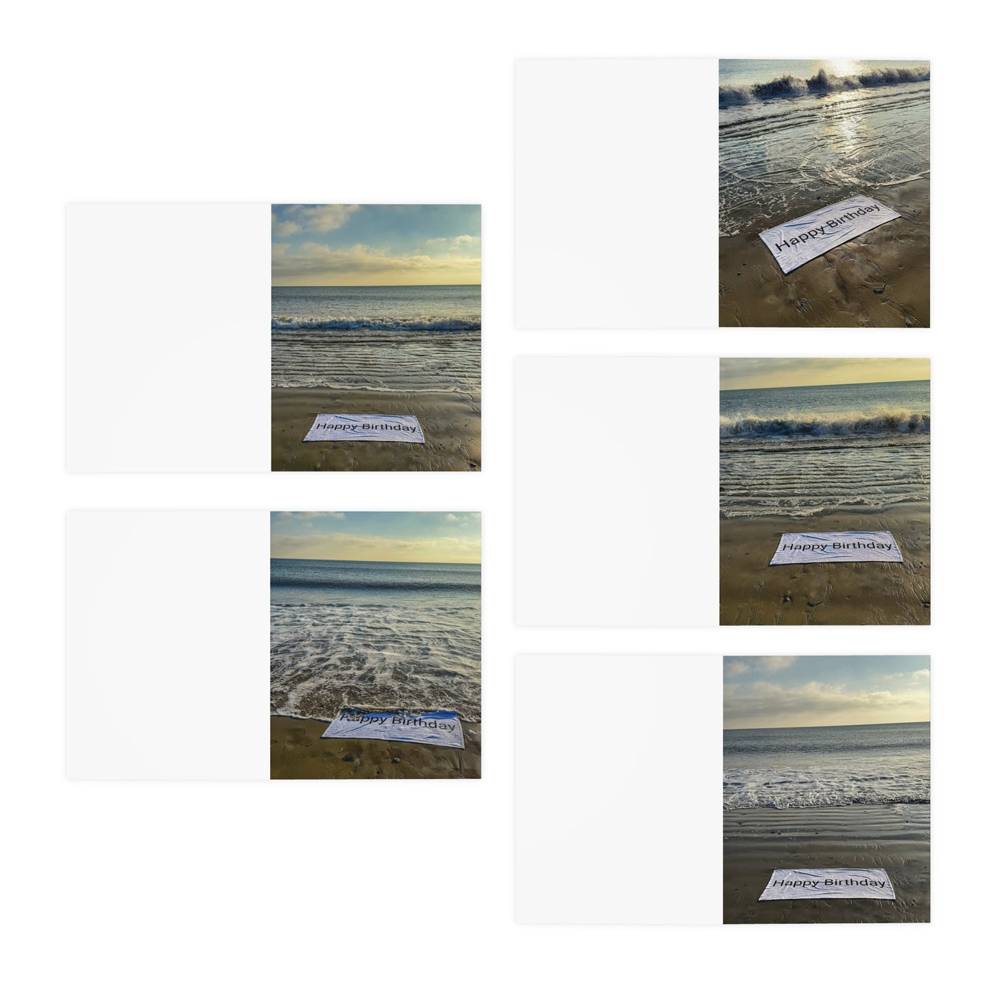 Birthday Cards 5 Pack with Envelopes.”Beachfront Birthday Cards”