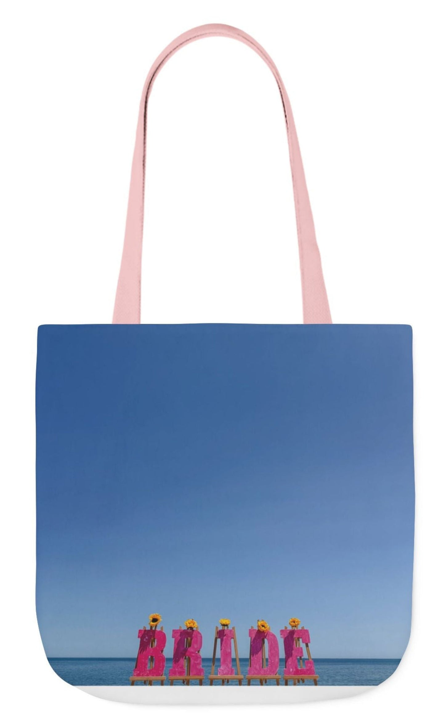 bride tote bag with pink handles 18 x 18