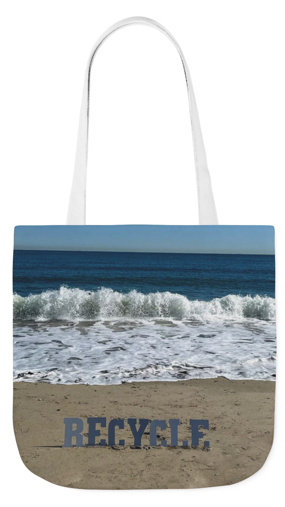 Recycle Tote Bag 18” x 18” same print on each side. 5 Handle Color Options. "Beach Recycle Bag"