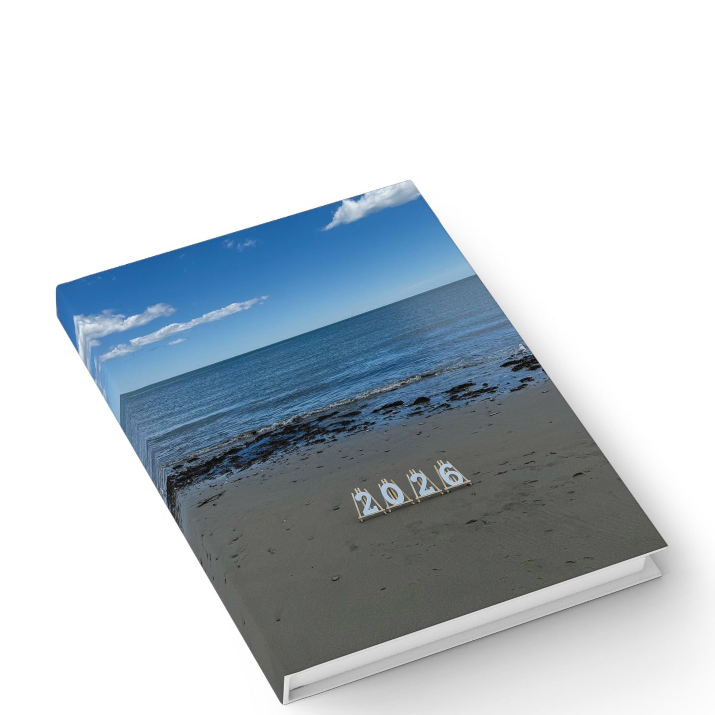 2026 Hardcover Blank Journal - Ruled Line. “2026 Seagull on the Beach”