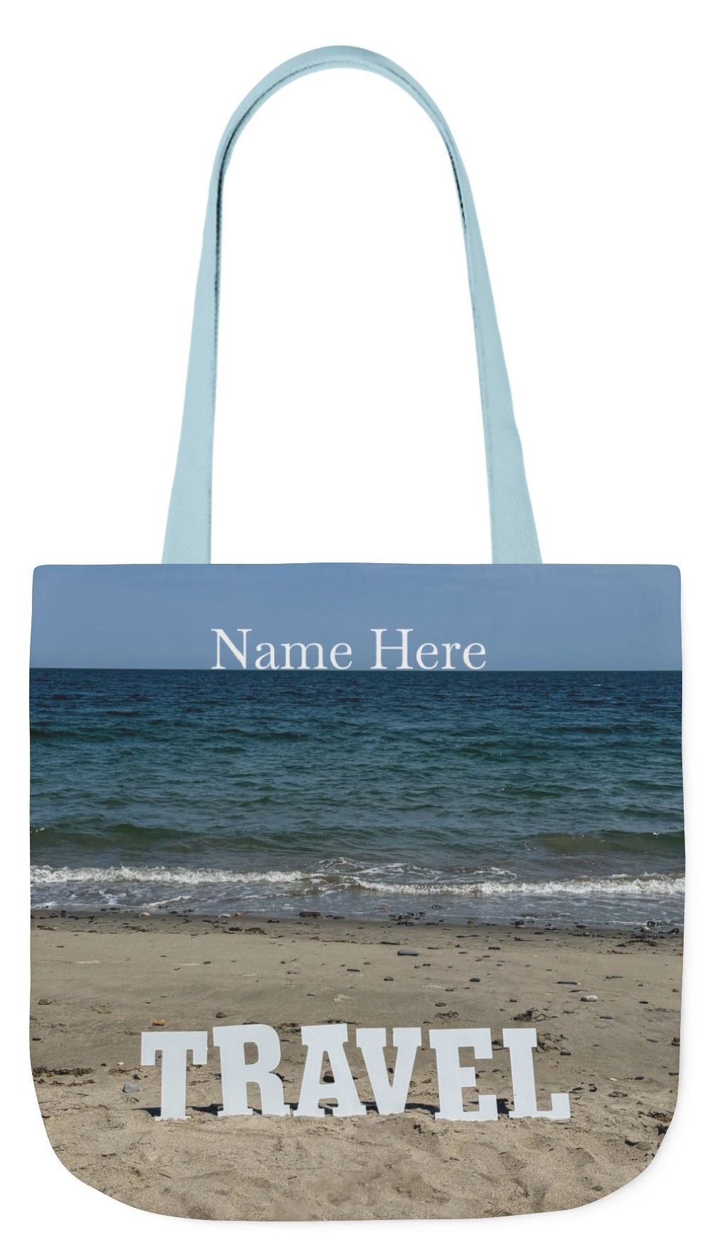 Travel Tote Bag 18” x 18” Same Print on Each Side. 4 Different Handle Color Options. “Beach Travel Bag Personalized"