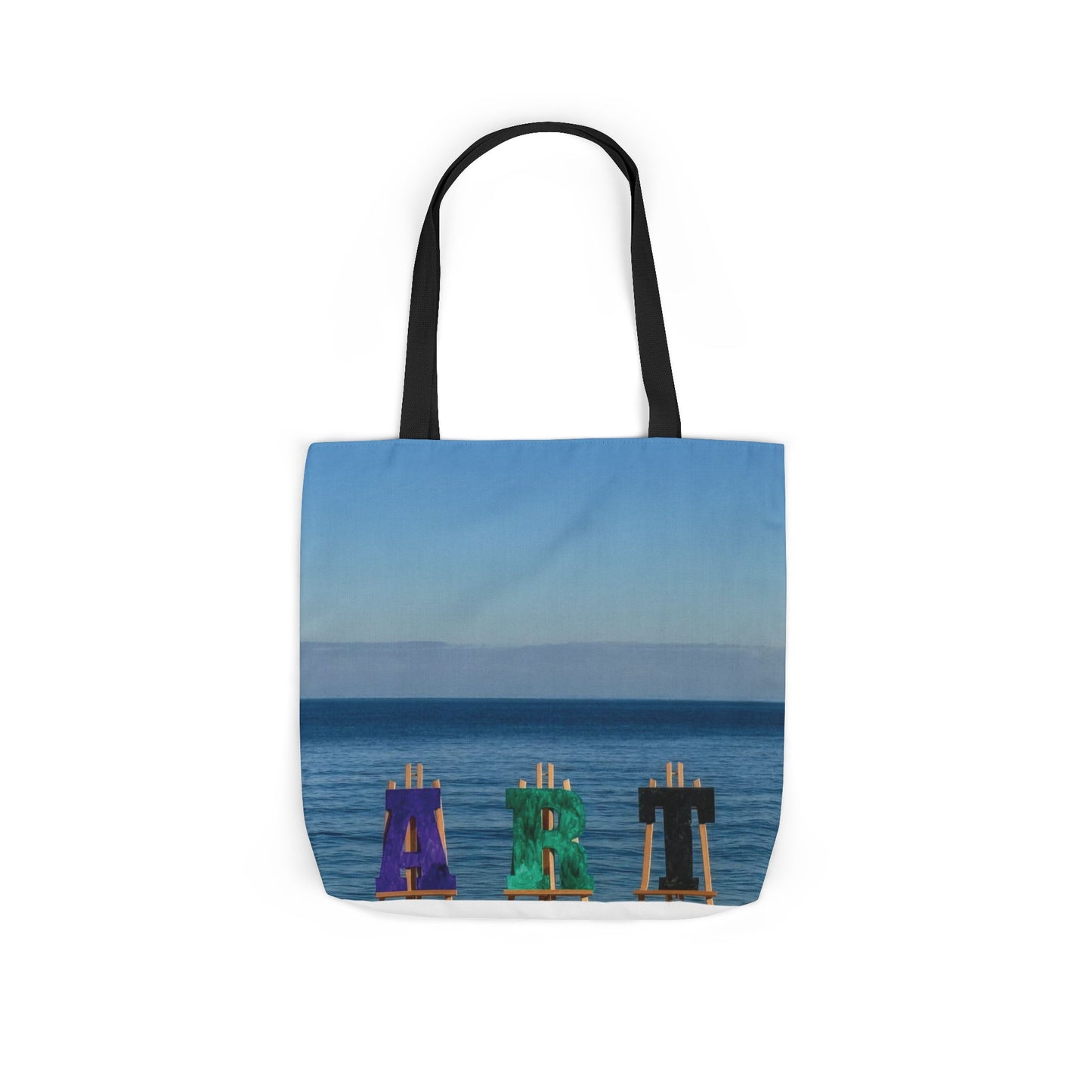 Art Tote Bag 18" x 18" same print on each side, 5-Color Handle options. "Seashore Art"