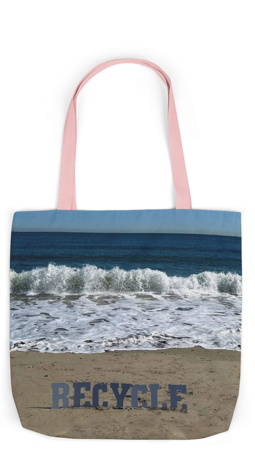 Recycle Tote Bag 18” x 18” same print on each side. 5 Handle Color Options. "Beach Recycle Bag"