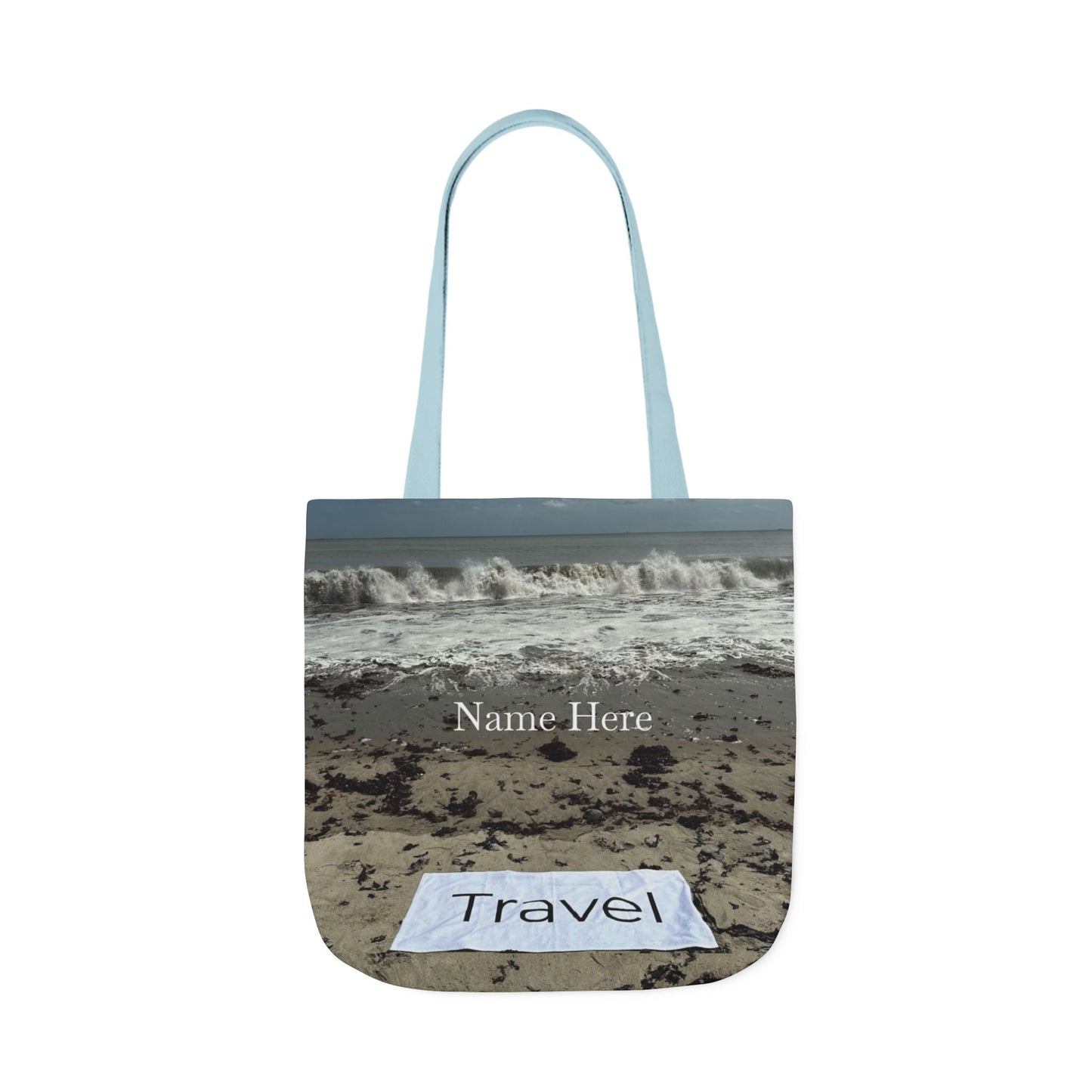 Travel Tote Bag 18” x 18” Same Print on Each Side. 4 Handle Color Options. “Wild Waves Travel Bag Personalized"