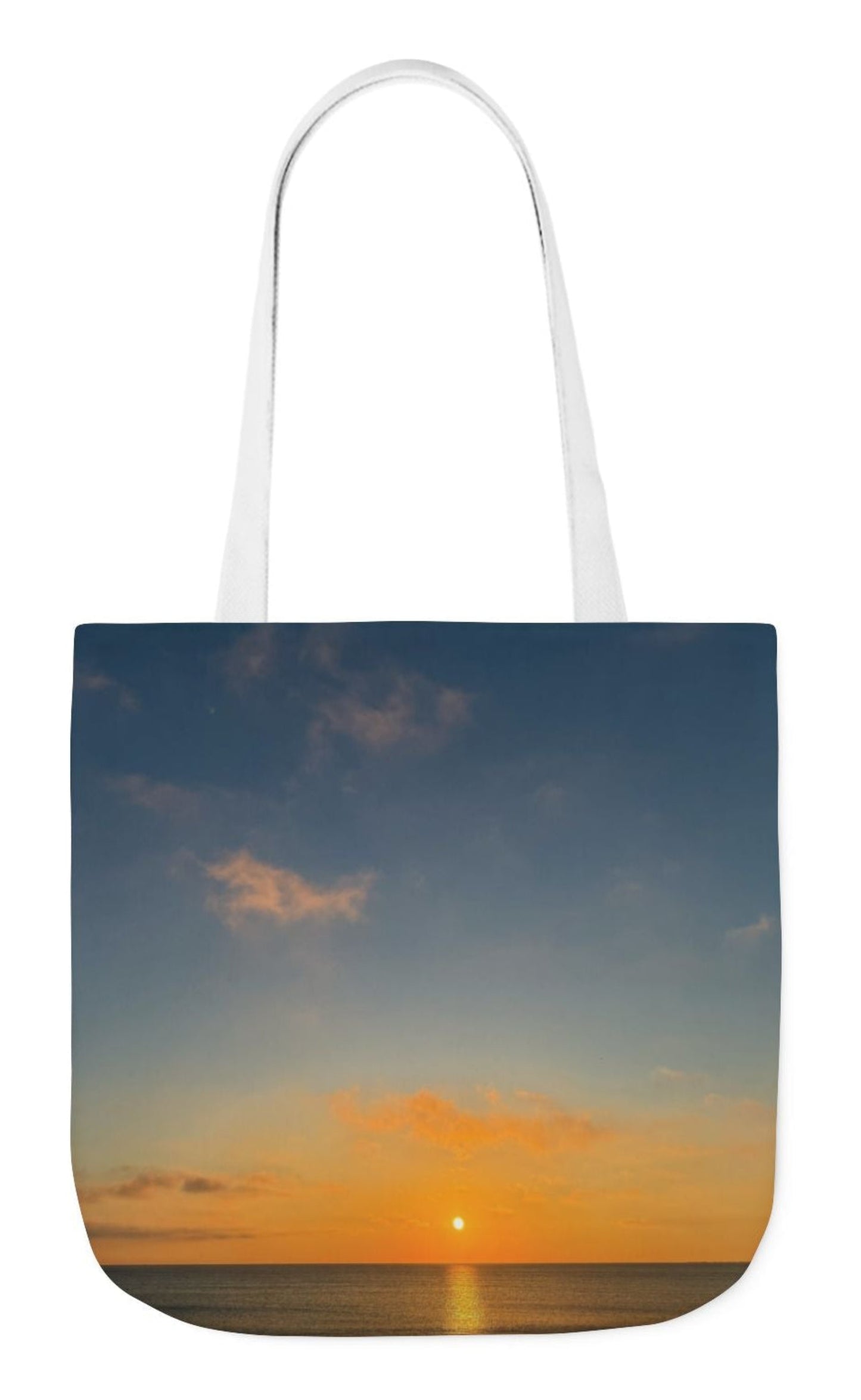pet's name tote bag back 13 x 13 white handles seaside sunrising