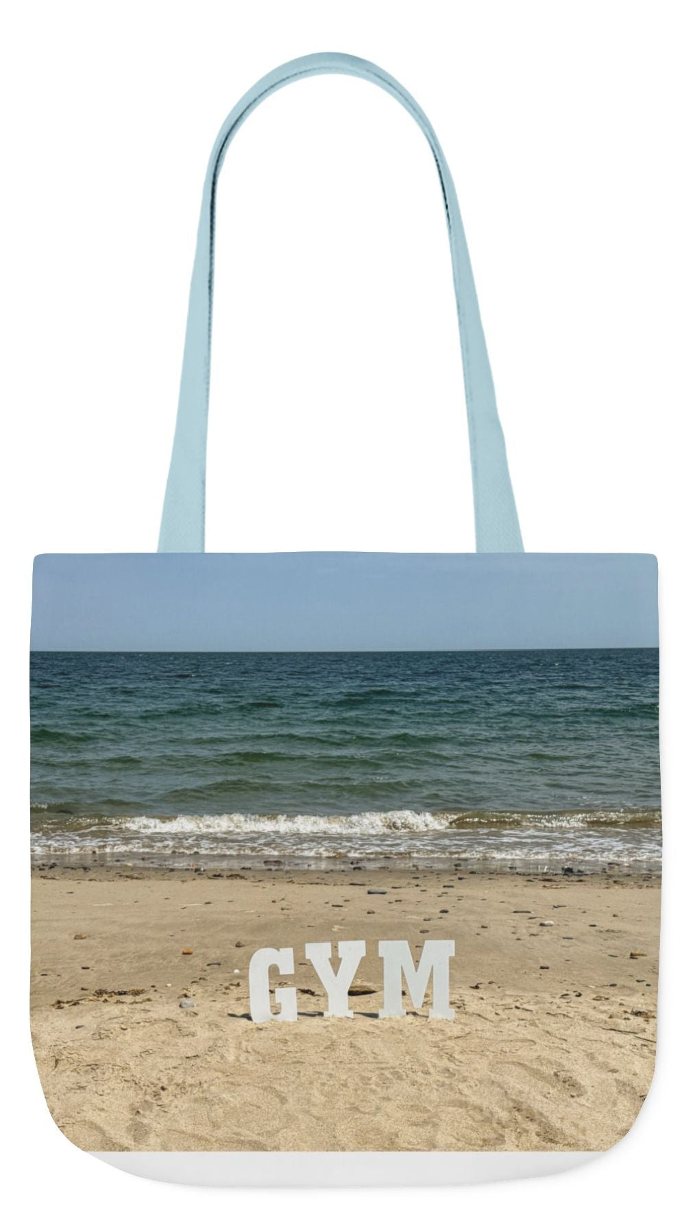 Gym Tote Bag 18” x 18” different print on each side. 5 Handle Color Options. “Seaside & Beach Gym Bag”