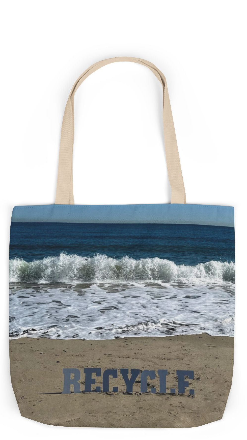 Recycle Tote Bag 18” x 18” same print on each side. 5 Handle Color Options. "Beach Recycle Bag"
