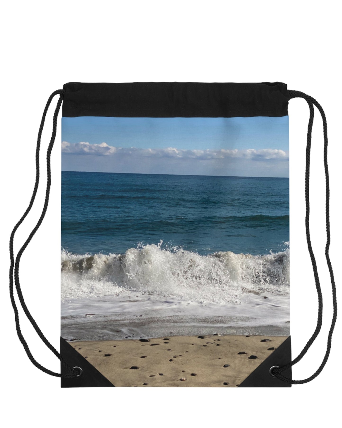 Lightweight Drawstring Bag Same Print on Each Side "Big Waves"