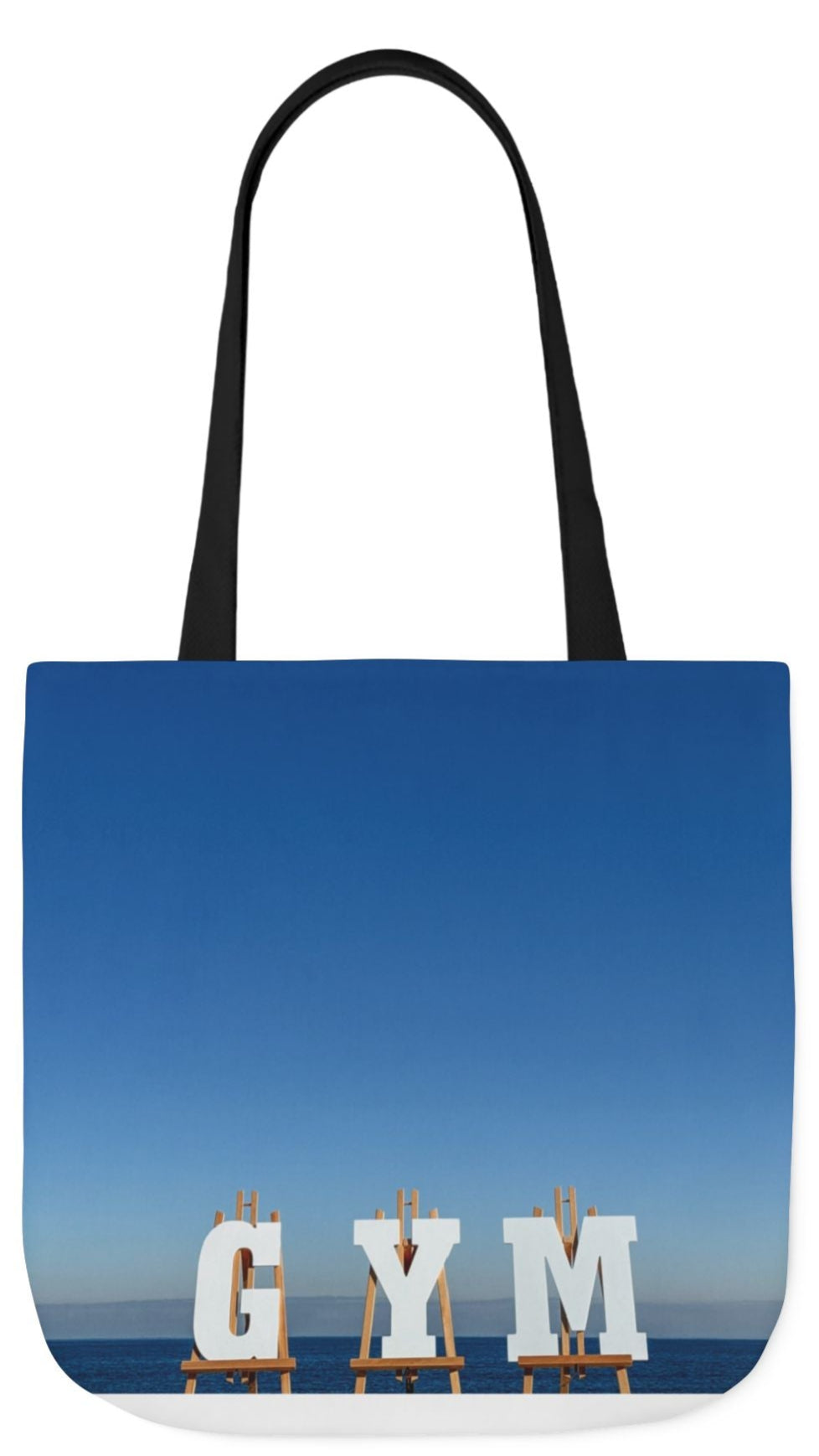 Gym Tote Bag “18 x 18” Same Allover Print on Each Side. 4 Handle Color Options. “Seaside Gym Bag”.