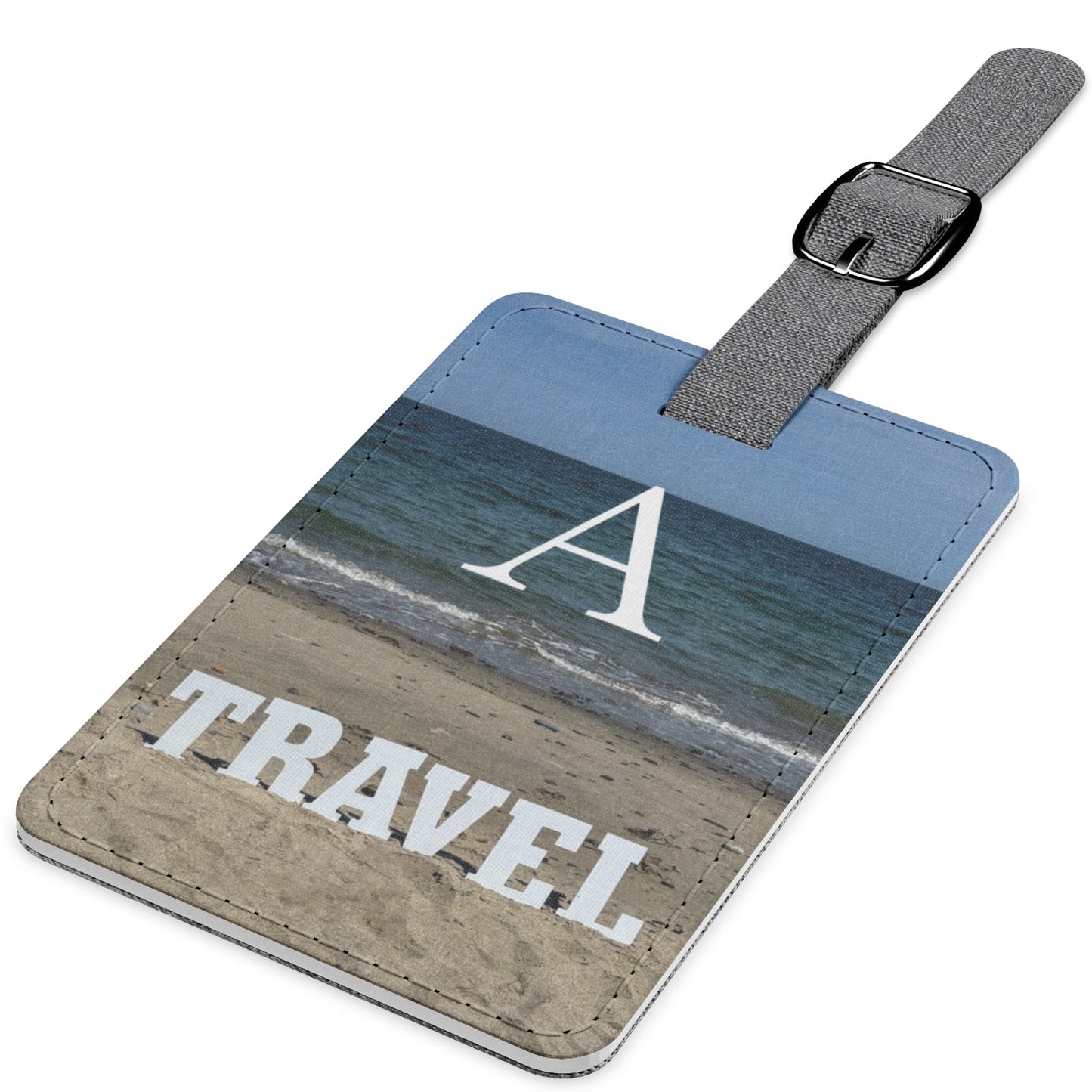 Polyester Luggage Tag Rectangle with strap Print on one side fabric on the other. (Personalized)" Beach Travel Tag"