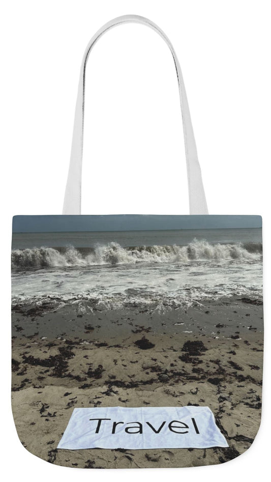 Travel Tote Bag 18” x 18” Same Allover Print on each Side. 4 Handle Color Options. “Wild Waves Travel Bag”