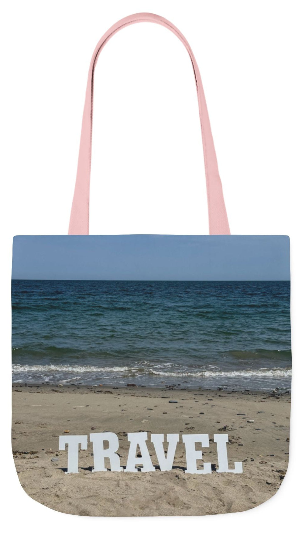 Travel Tote Bag 18” x 18” Same Print on Each Side. 4 Different Handle Color Options. “Beach Travel Bag”