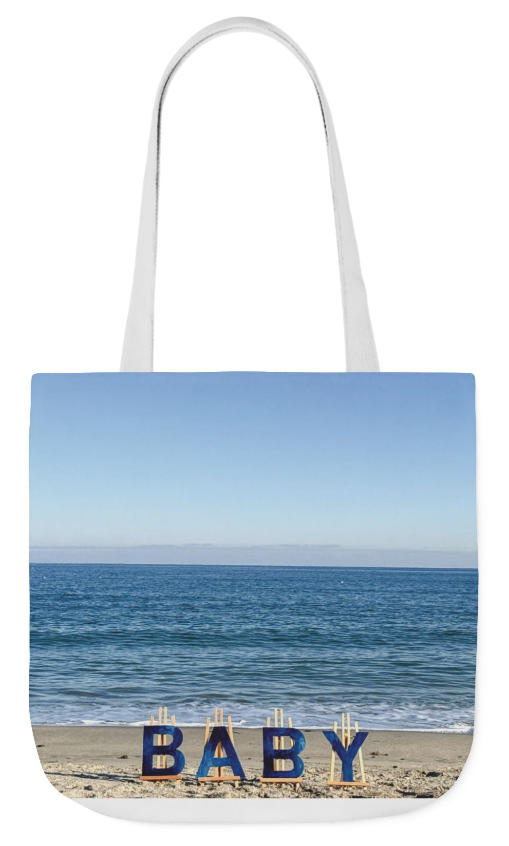 Baby boy tote bag with white handles beach