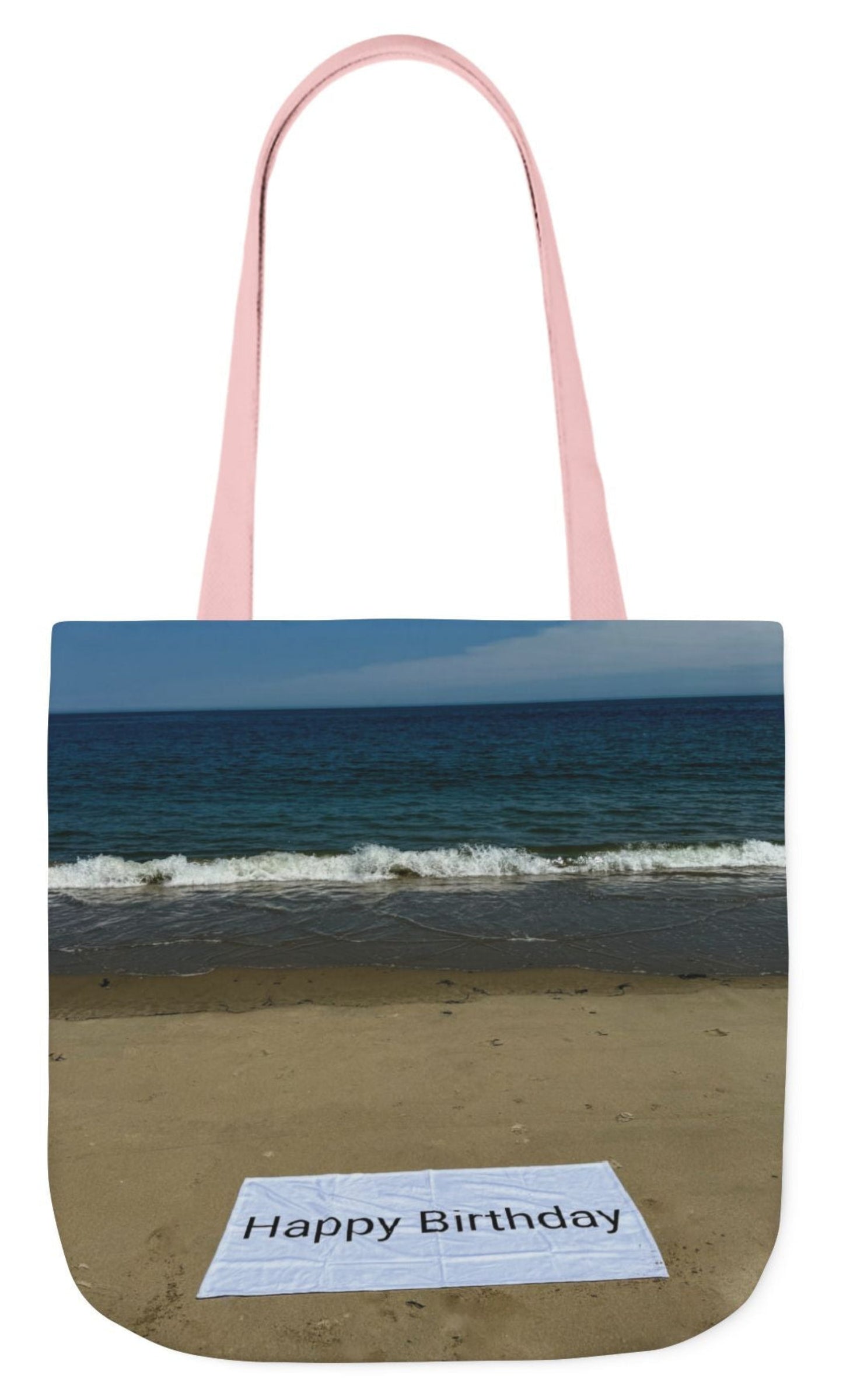birthday tote bag with pink handles double sided 18 x 18