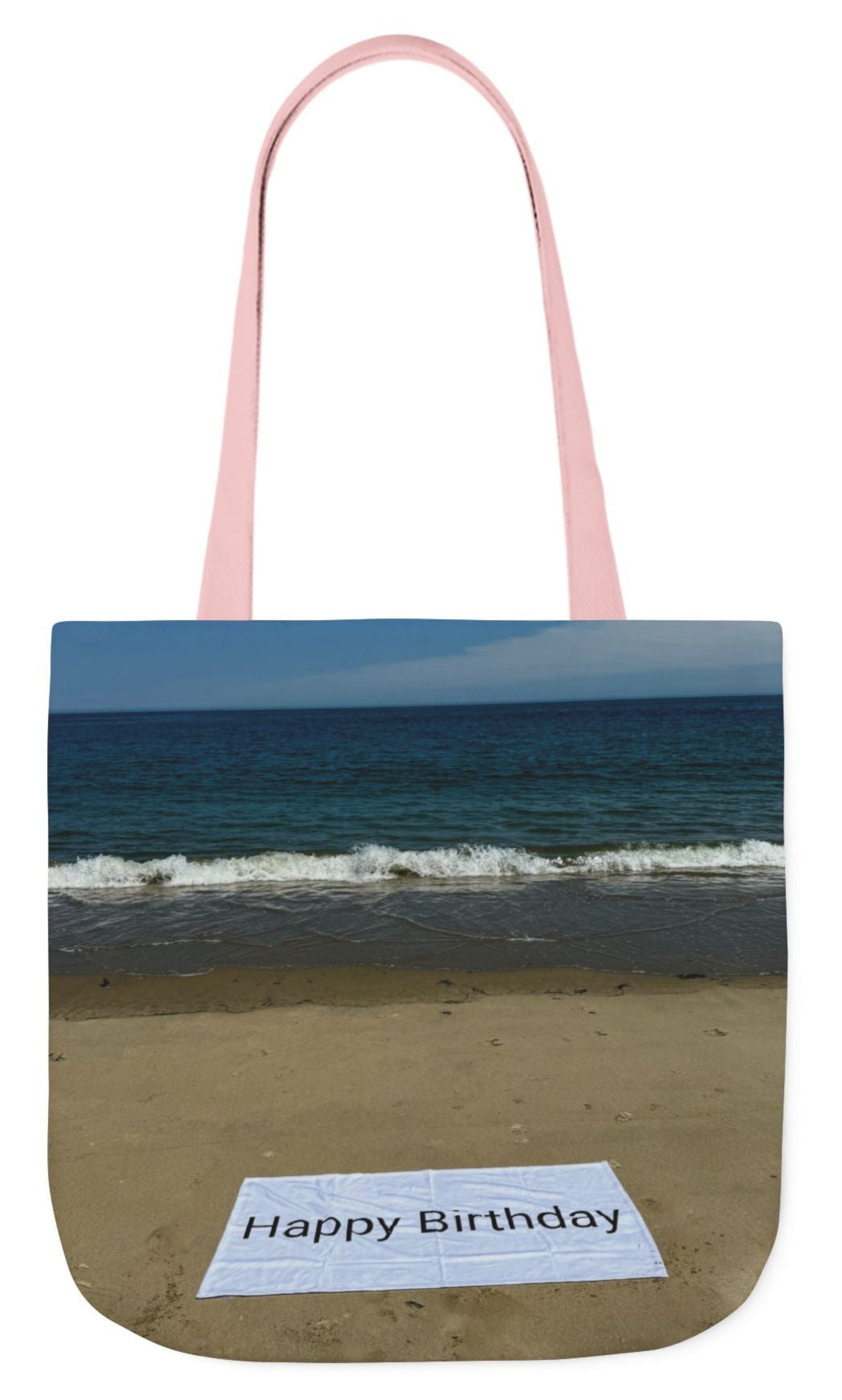 birthday tote bag with pink handles double sided 18 x 18