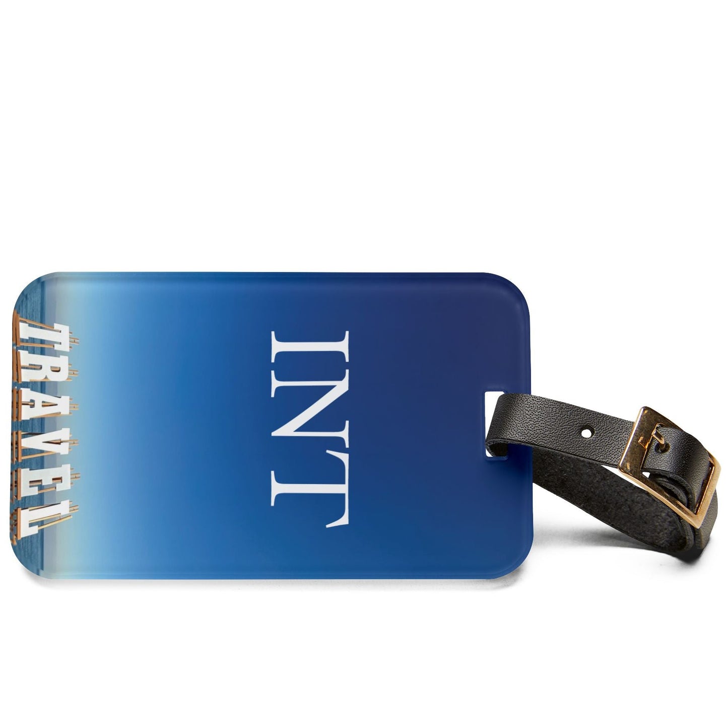 Acrylic Luggage Tag With Strap and info Card on the Back. (Personalized) "Seaside Travel Tag"