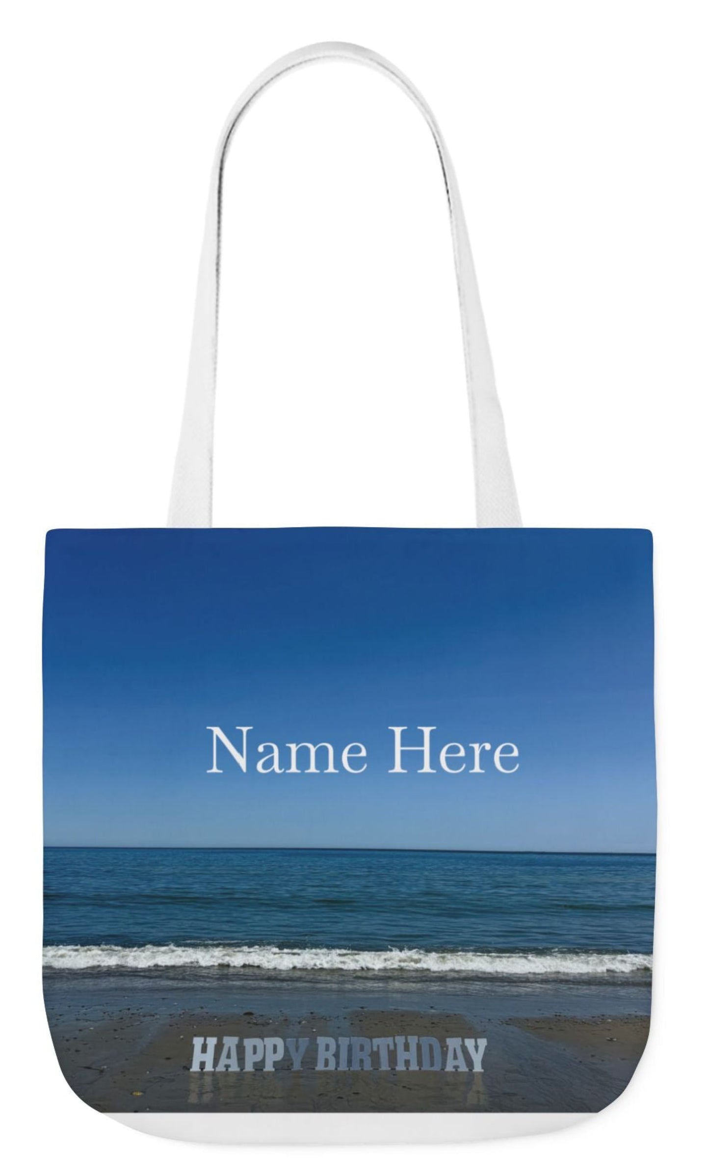 personalized birthday tote bag with white handles 18 x 18 double sided