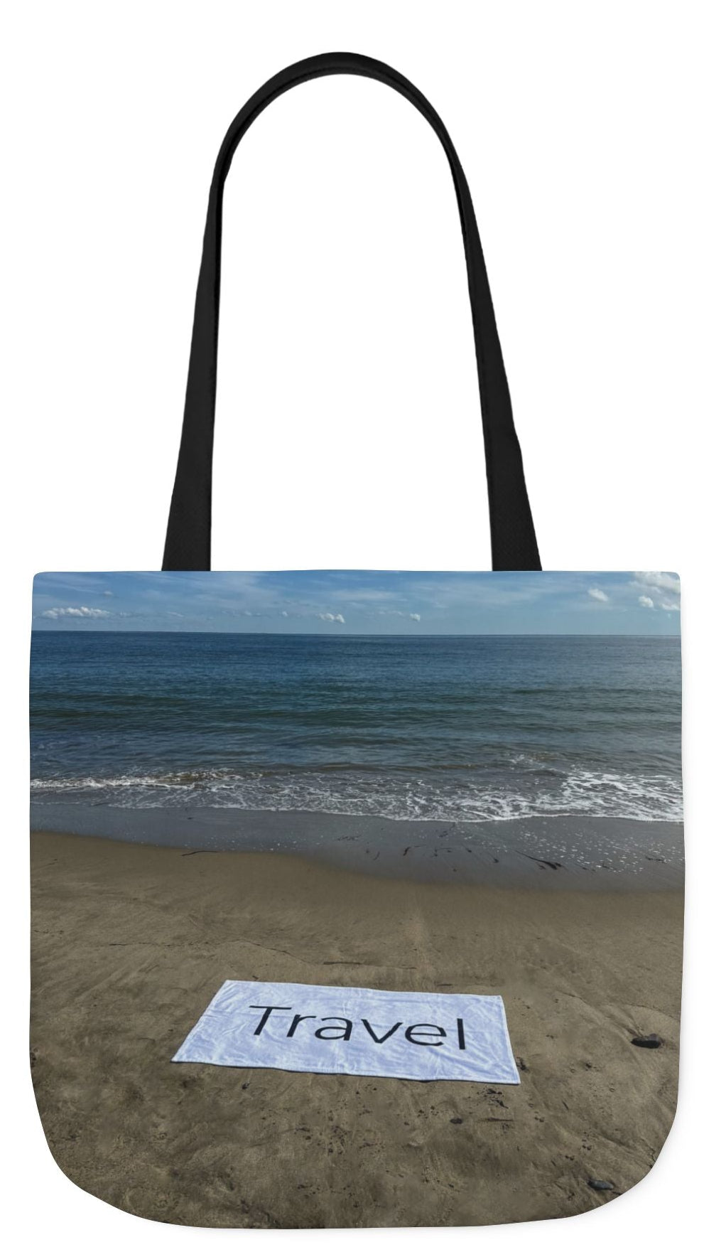 Travel Tote Bag 18” x 18” same print on each side. 4 Handle Color Options. “Beachfront Travel Bag”