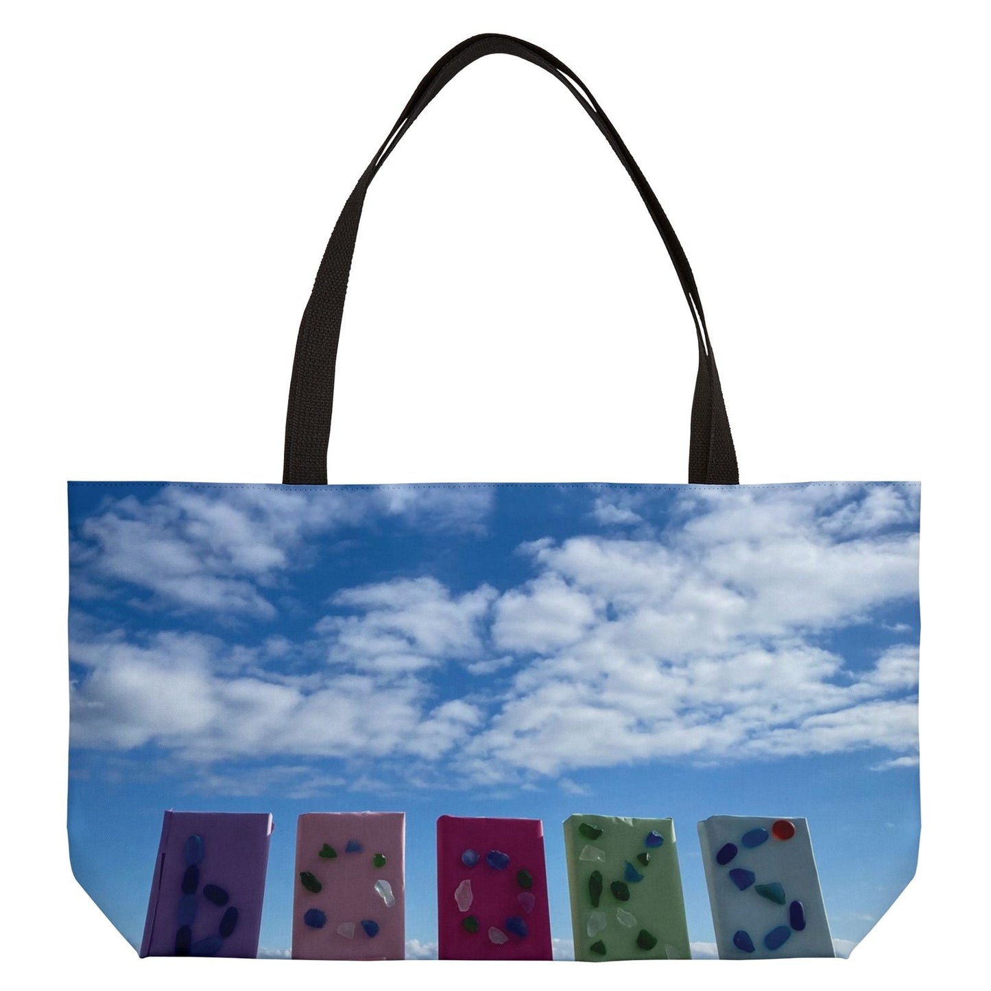 Book Weekender Tote Bag 24" x 13" Same Print on Both Sides. "Books in the Clouds"