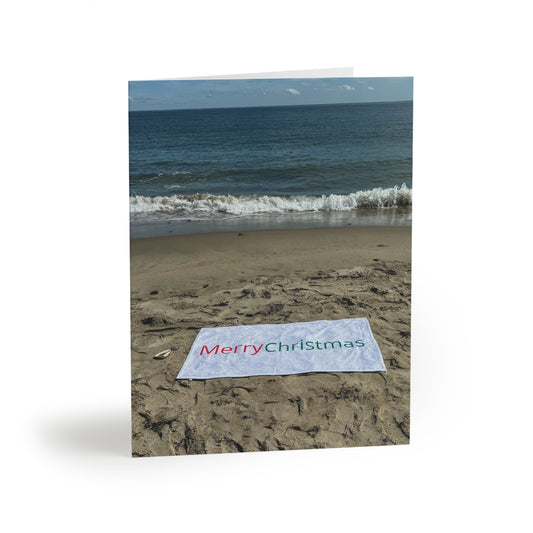Christmas Cards 8 Pack with Envelopes Blank Inside 4.25" Width 5.50" Height  "Beachfront Christmas"