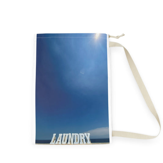Laundry Bag with Shoulder Strap and Drawstring. Same Print on Each Side. 28” x 36” “ Seaside Reflections Laundry”