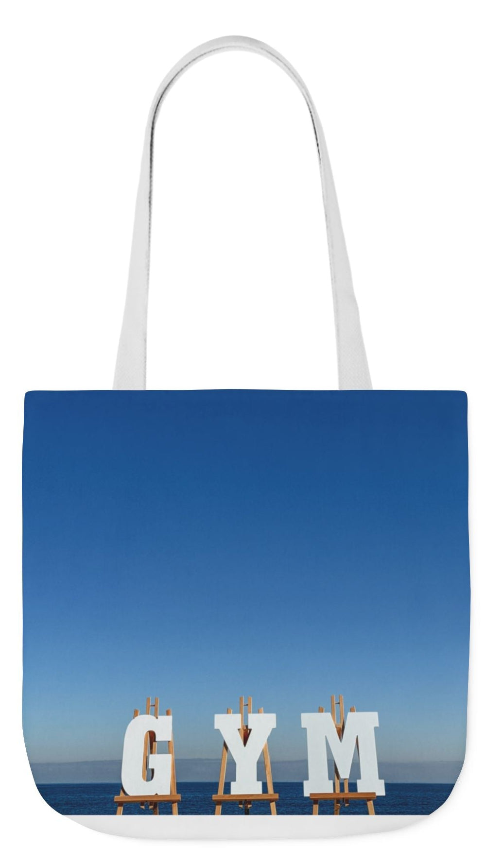 Gym Tote Bag “18 x 18” Same Print on Each Side. 4 Handle Color Options. “Seaside Gym Bag”.