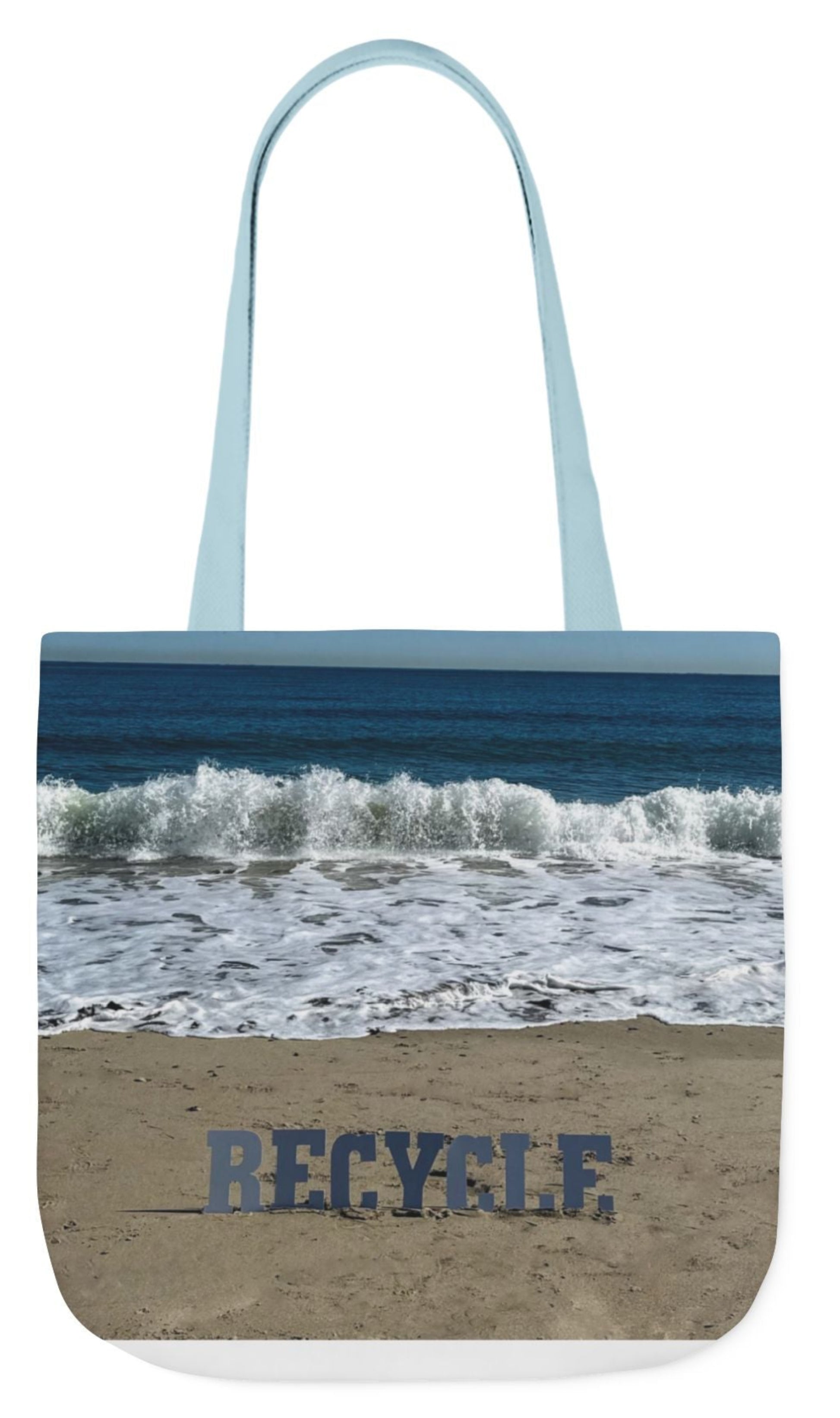 recycle tote bag 18" x 18" beach scene 