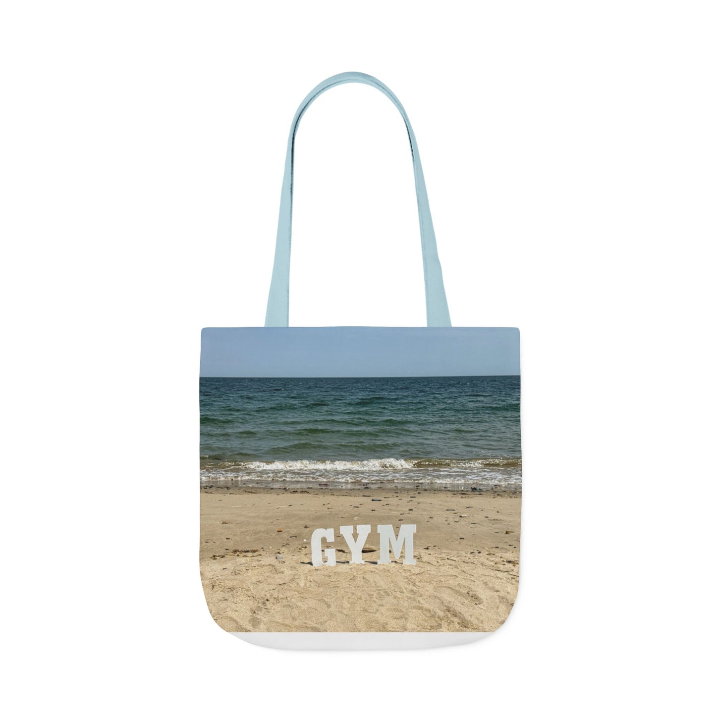 Gym Tote Bag 18” x 18” different print on each side. 5 Handle Color Options. “Seaside & Beach Gym Bag”