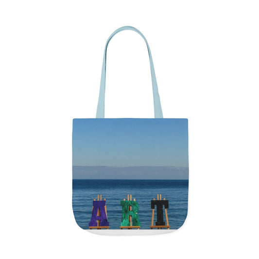 Art Tote Bag 18" x 18" same print on each side, 5-Color Handle options. "Seashore Art"