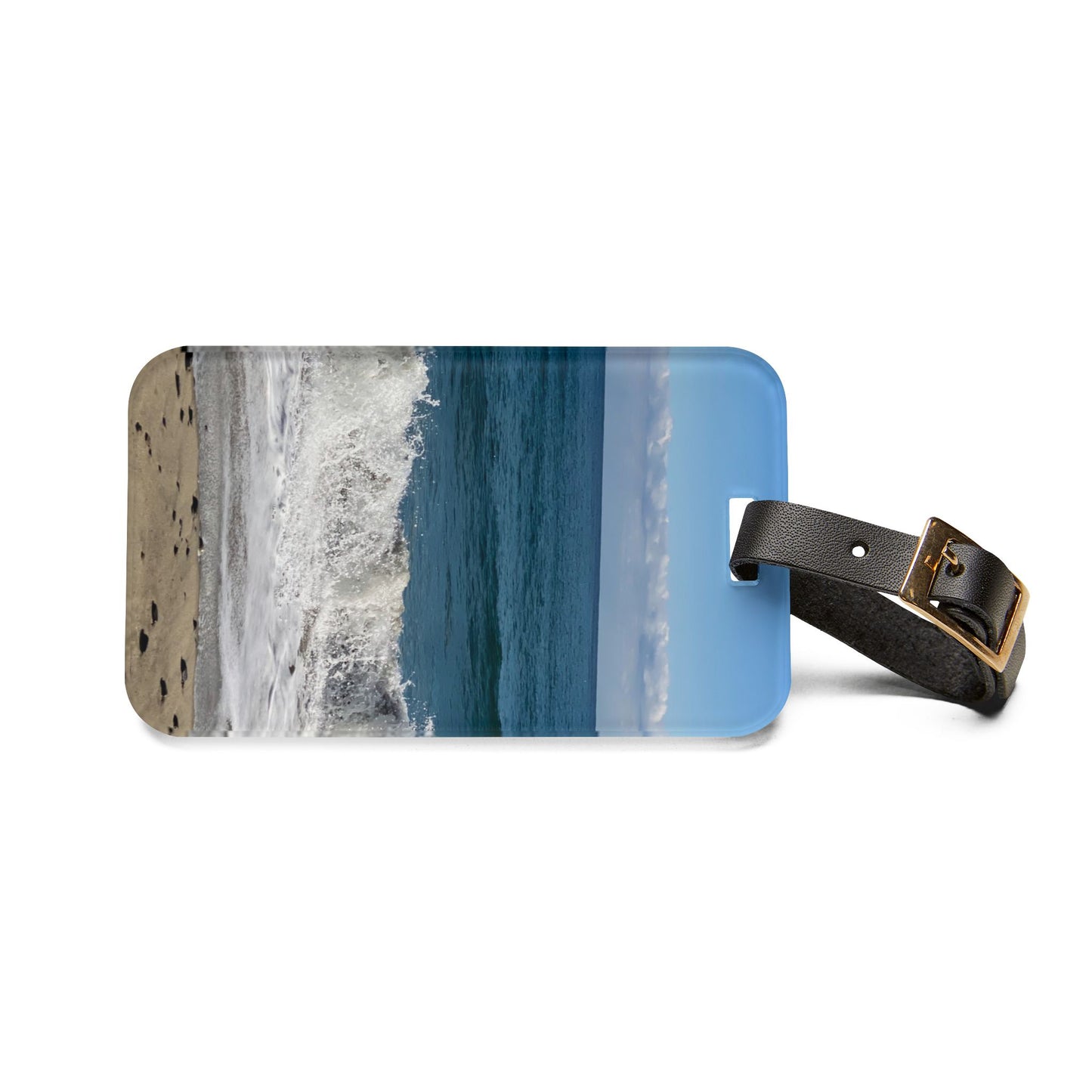 Acrylic Luggage Tag With Strap and info Card on the Back "Big Waves Travel Tag"