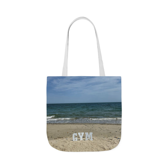 Gym Tote Bag 18” x 18” Same Allover Print on Each Side. 4 Different Handle Color Options. “Beach Gym Bag” (Personalize it)