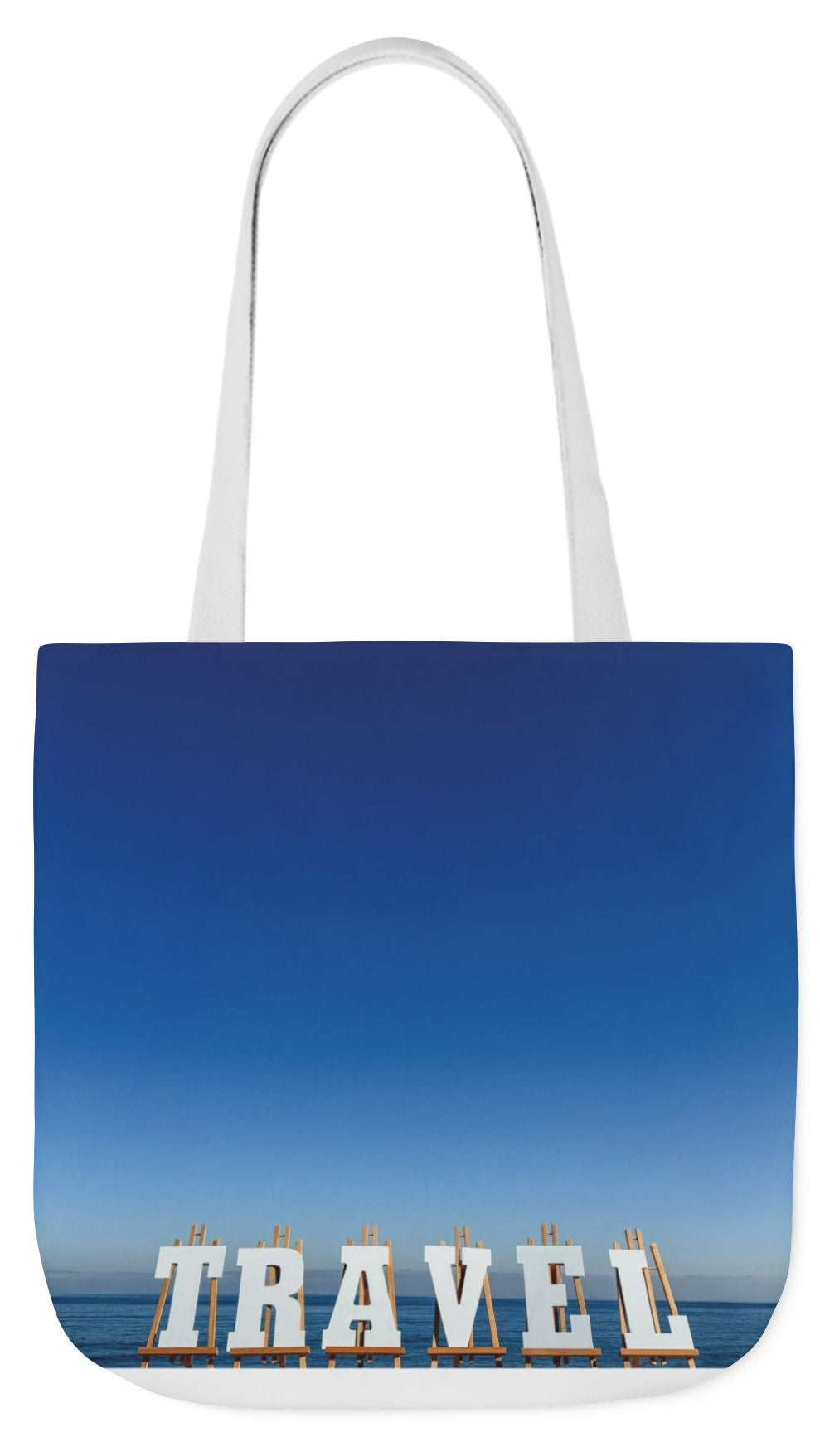 Travel Tote Bag 18" x 18" Same allover print on each side. 4 handle color options. "Seaside Travel Bag" (Personalize it)