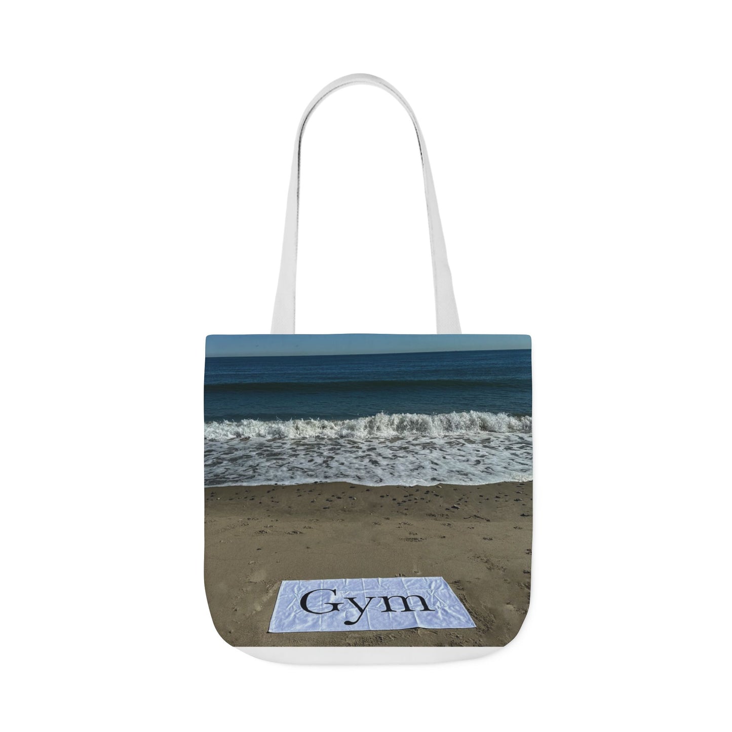 Gym Tote Bag 18” x 18” same print on each side. 5 Handle Color Options. "Beachfront Gym Bag