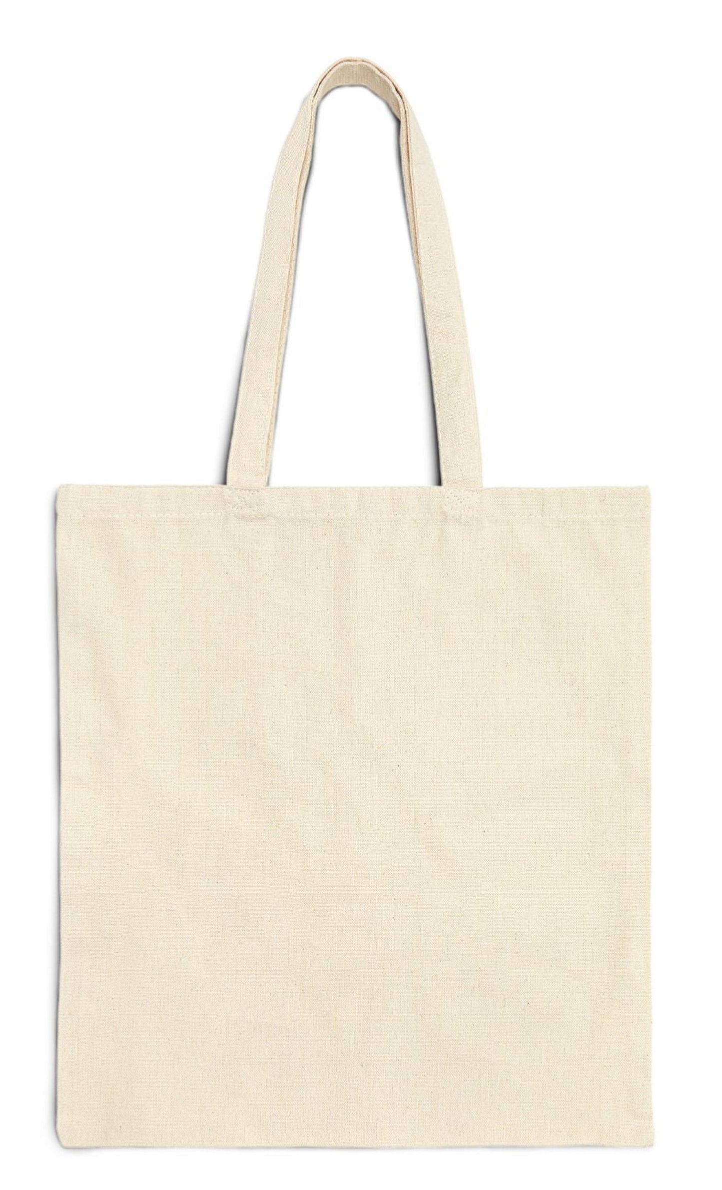 back of recycle tote bag in natural color 15" x 16"