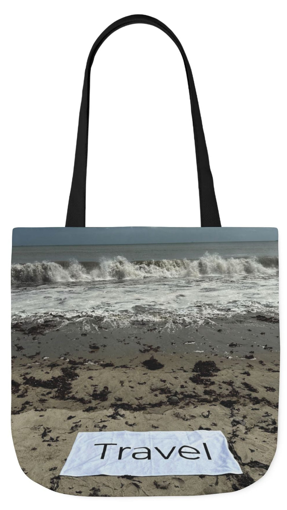Travel Tote Bag 18” x 18” Same Print on Each Side. 4 Handle Color Options. “Wild Waves Travel Bag Personalized"