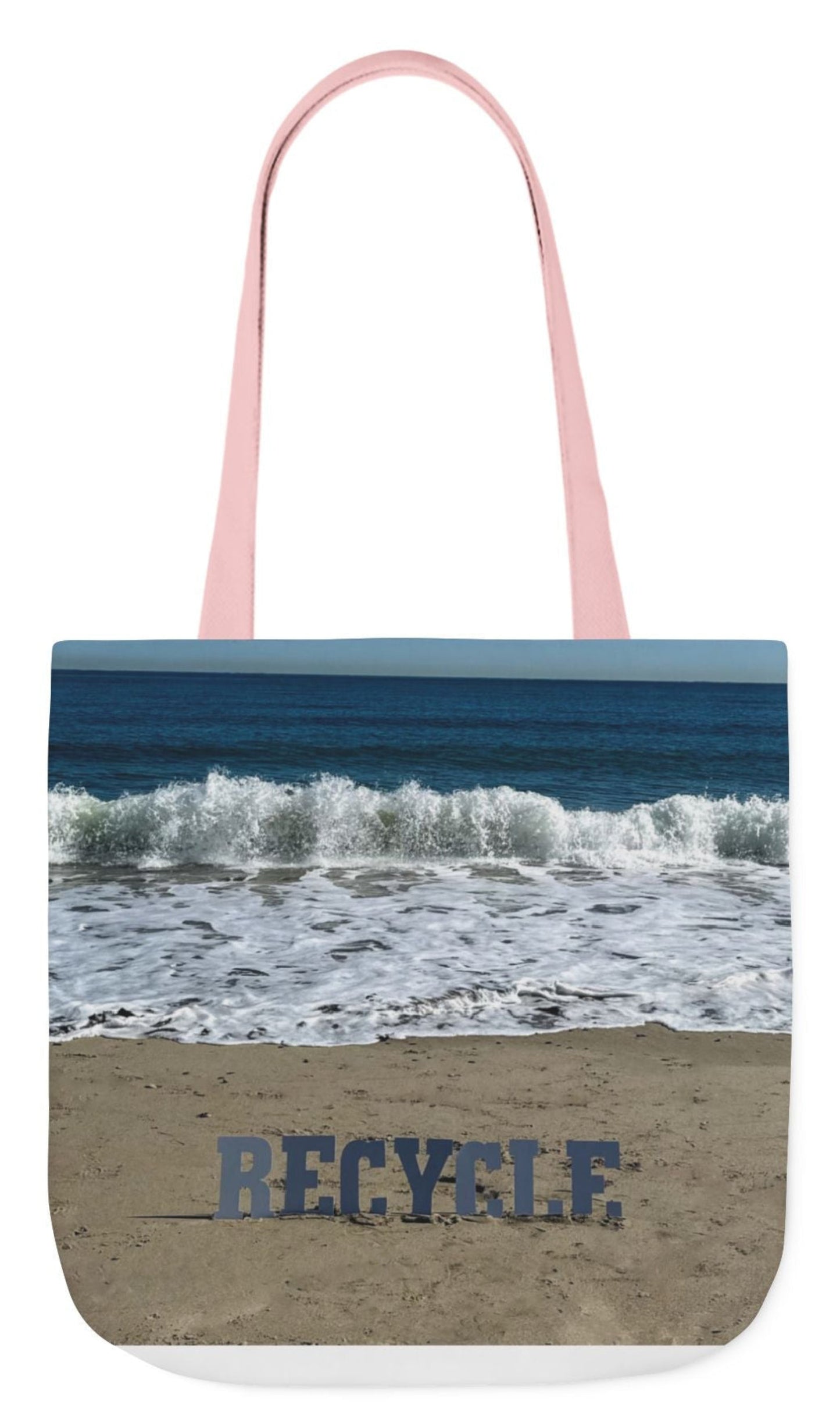 recycle tote bag 18" x 18" beach scene