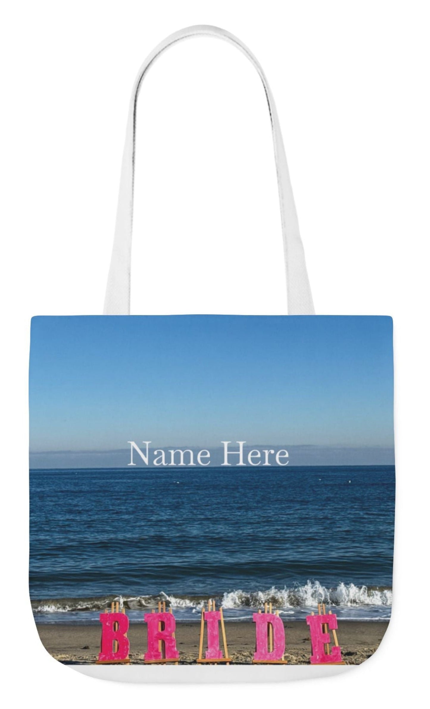 Personalized Beach Bride Bag 18" x 18" Pink or White handle choice