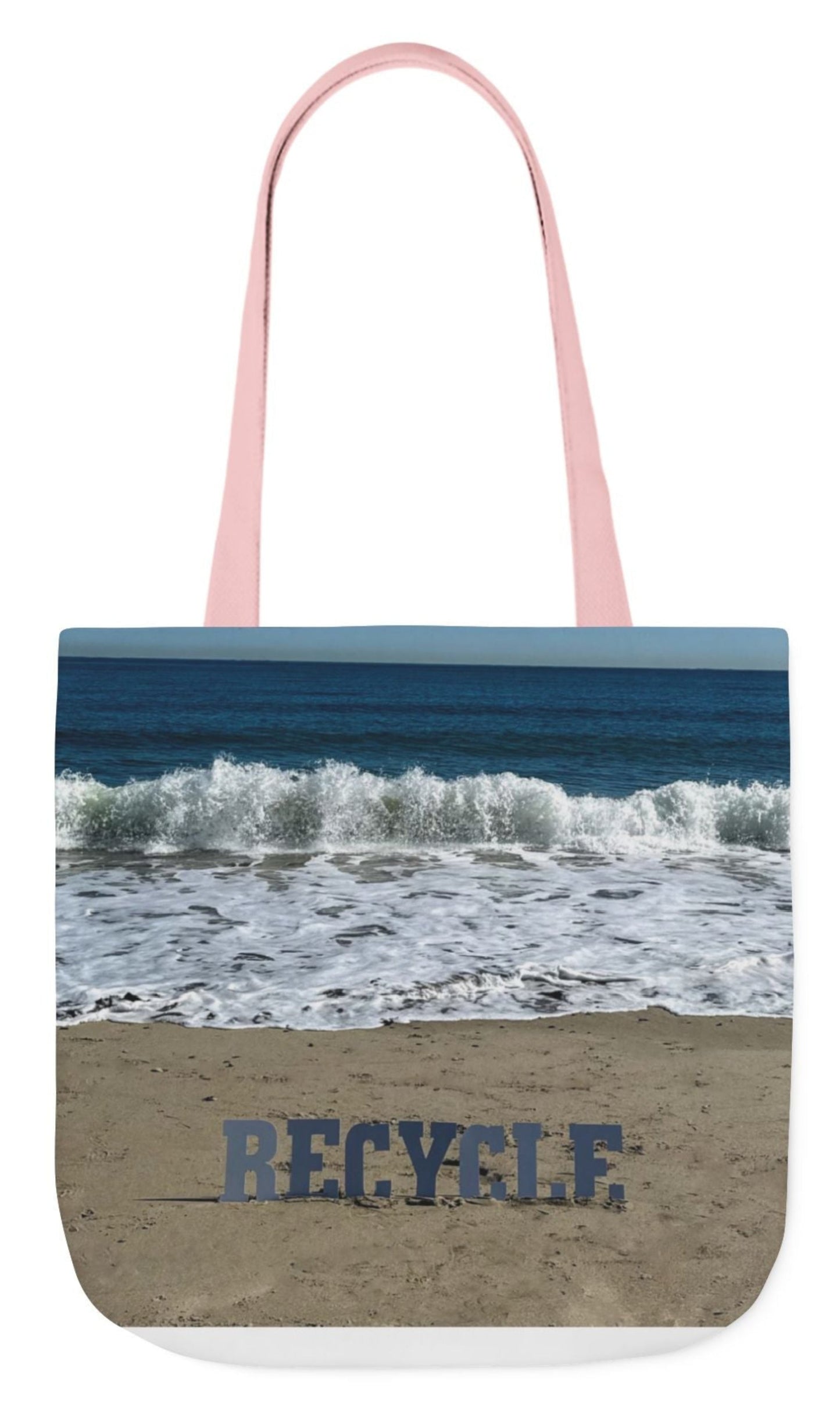 recycle tote bag 18" x 18" beach scene