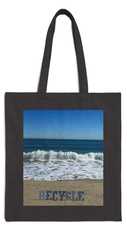 Recycle Tote Bag 15” x 16” Black Cotton Canvas Tote Bag. "Beach Recycle Bag"