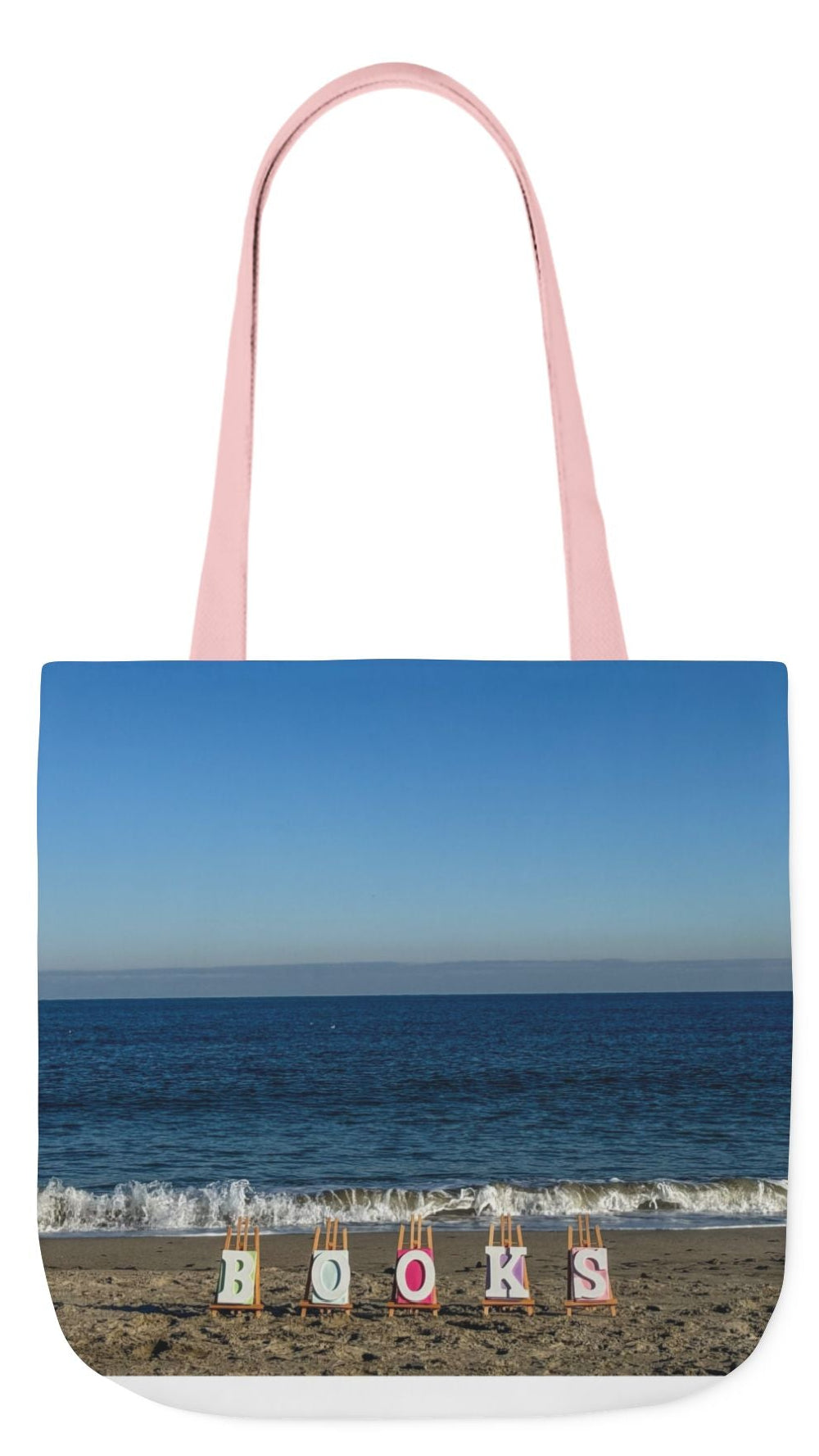 Book Tote Bag 18” x 18” different print on each side.5 Handle Color Options. “Seaside & Beachfront Book Tote Bag”