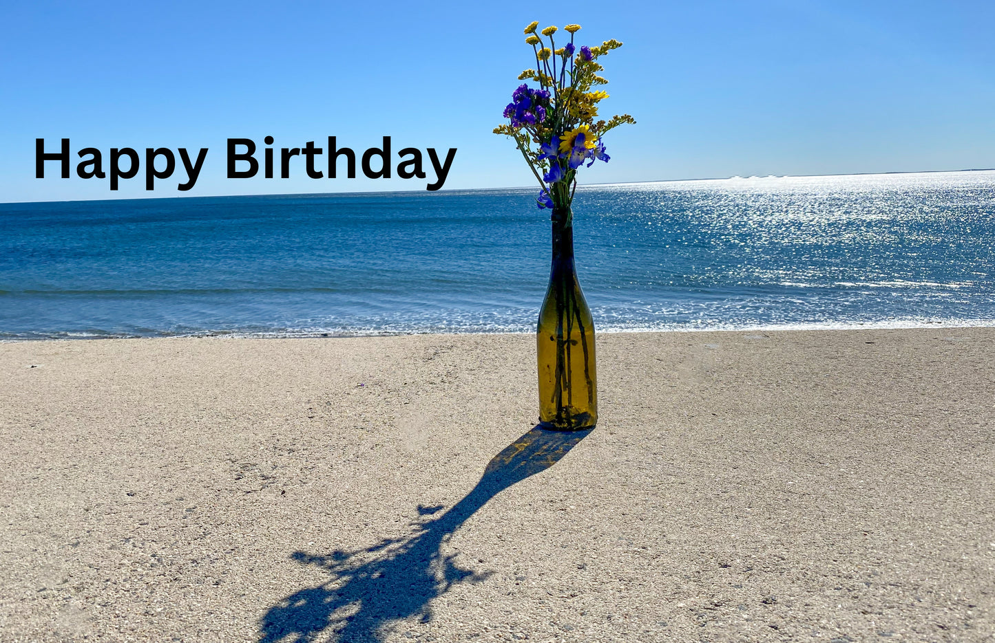Digital Birthday Card|Shoreline Flowers in a Bottle Happy Birthday| Send or Print