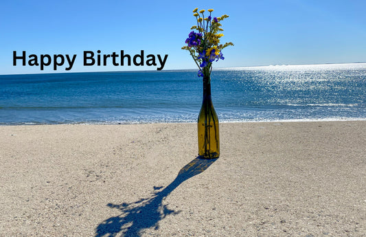 Digital Birthday Card|Shoreline Flowers in a Bottle Happy Birthday| Send or Print