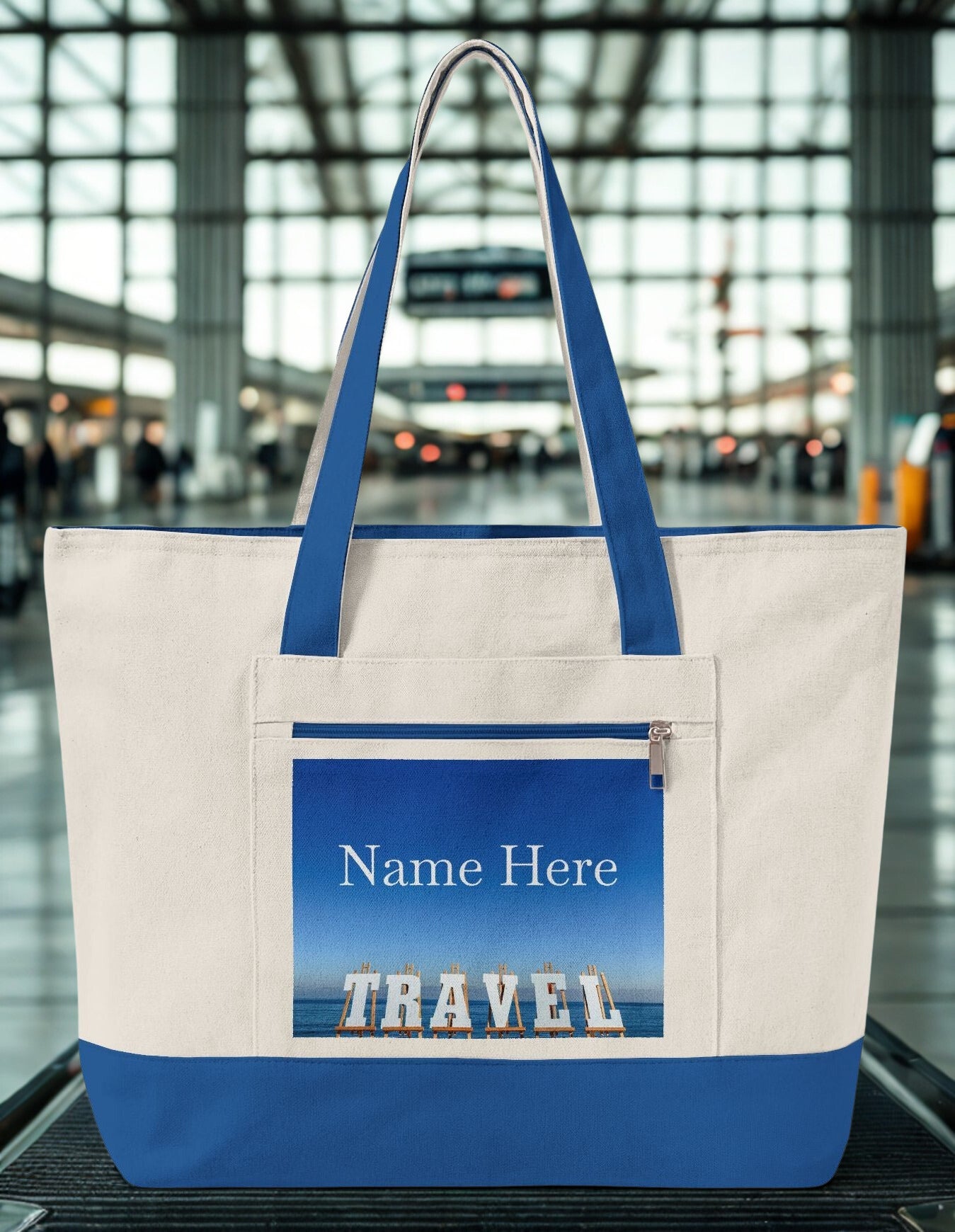 Personalized Seaside Travel Tote Bag - Zippered Series