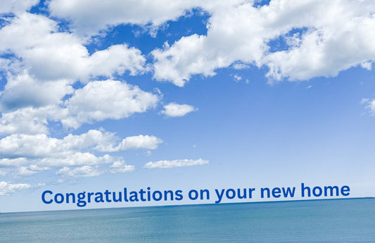Digital Housewarming Card| Seaside Bright Clouds| Send or Print